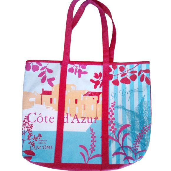 LANCOME Cote D’Azur Riviera Collection Reversible Canvas Tote Bag - Picture 1 of 4